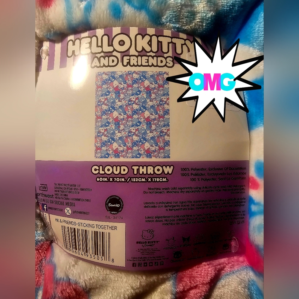 Hello Kitty and Friends Soft Blanket 60x70" NWT